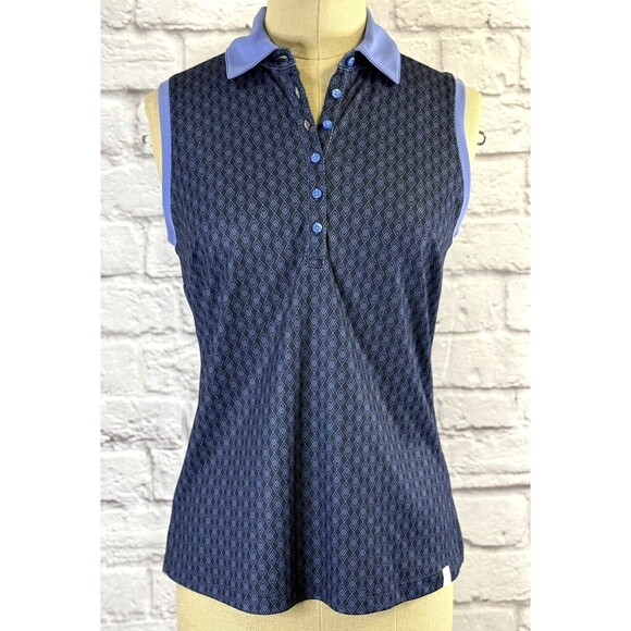 Tops - Lady Hogan Womens XS Sleeveless Golf Tennis Polo Shirt Tank Argyle Navy Blue NWT
